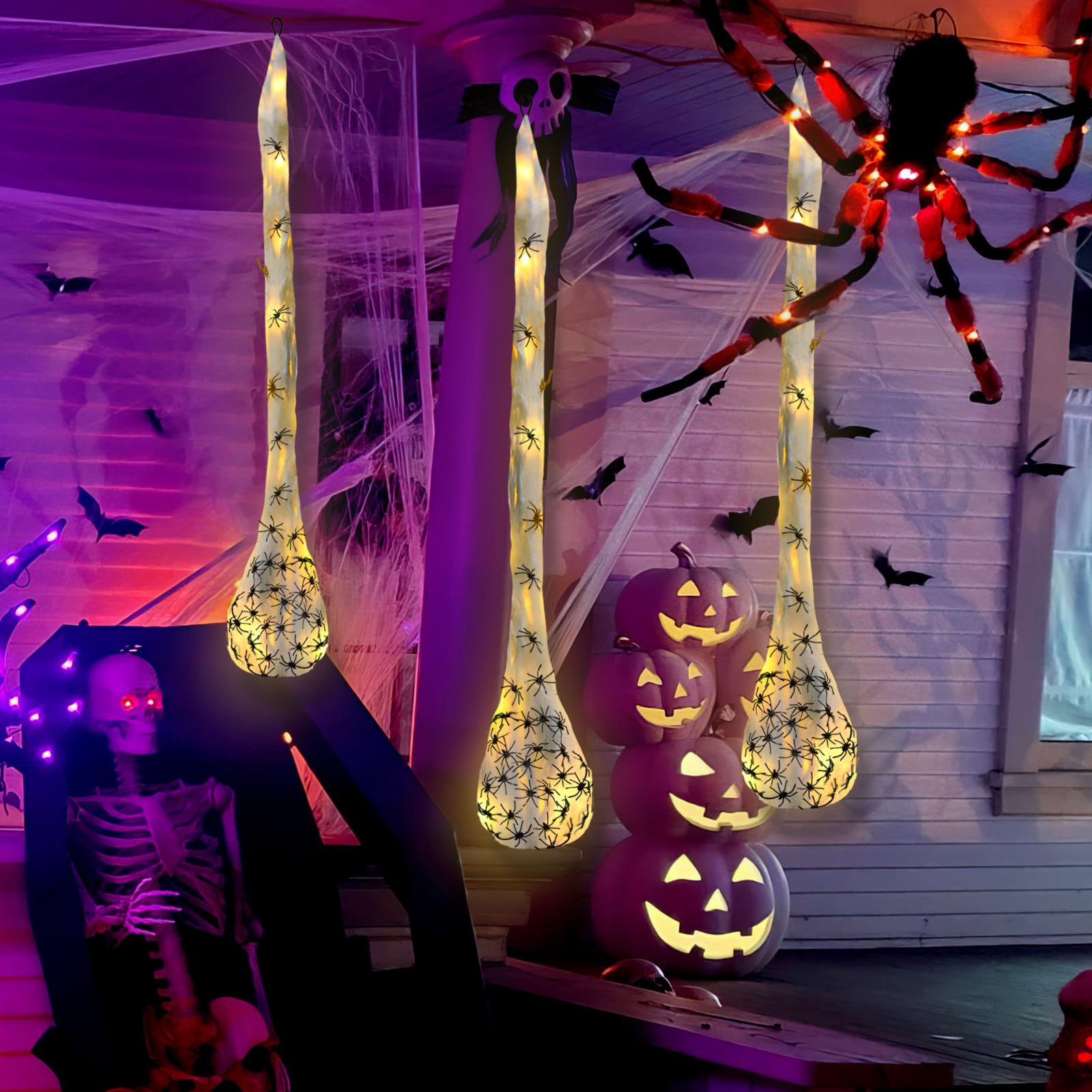 Outdoor Lighting Tree - 1-3 шт. Хэллоуинские светящиеся паучьи яйцо-кокончики,